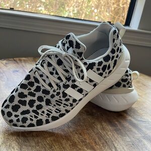Adidas Black and White Leopard Sneakers